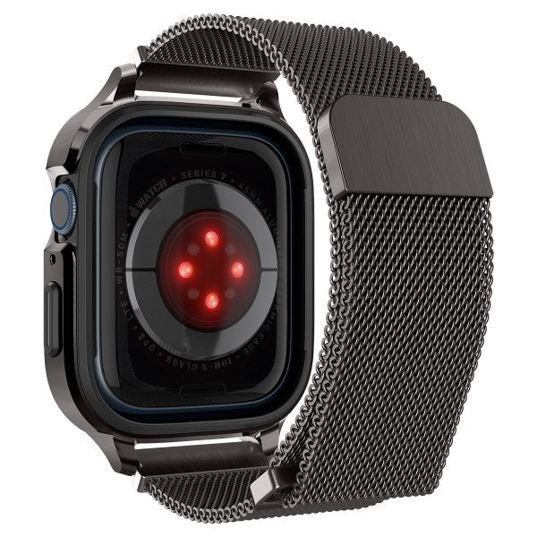 Spigen Apple Watch 45mm Kuori rannekkeella Metal Fit Pro Graphite