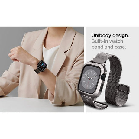 Spigen Apple Watch 45mm Kuori rannekkeella Metal Fit Pro Graphite