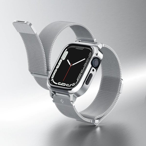 Spigen Apple Watch 40mm -kuori rannekkeella Metal Fit Pro Hopea