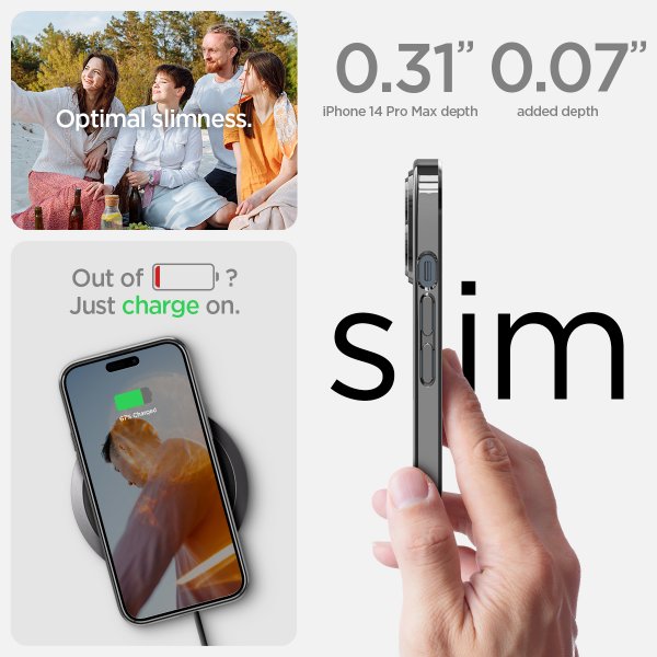 Spigen iPhone 14 Pro Max -suojakuori Optik Crystal Chrome Gray