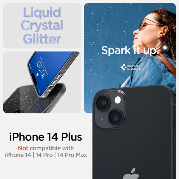 Spigen iPhone 14 Plus kuori Liquid Crystal Glitter Crystal Quartz