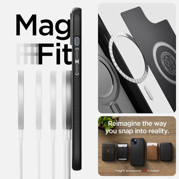 Spigen iPhone 14 Plus -suojakuori Mag Armor MagFit Matta Musta