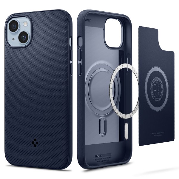 Spigen iPhone 14 Plus -suojakuori, Mag Armor MagFit Navy Blue