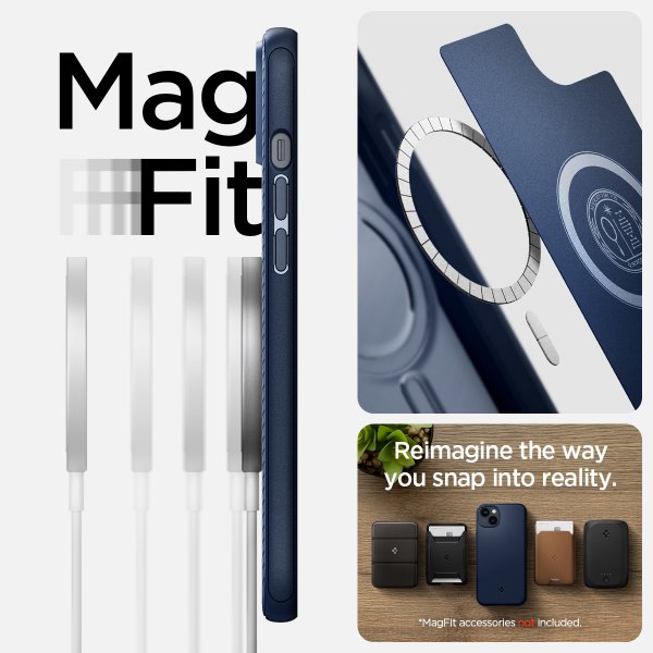 Spigen iPhone 14 Plus -suojakuori, Mag Armor MagFit Navy Blue