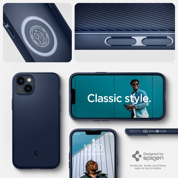 Spigen iPhone 14 Plus -suojakuori, Mag Armor MagFit Navy Blue