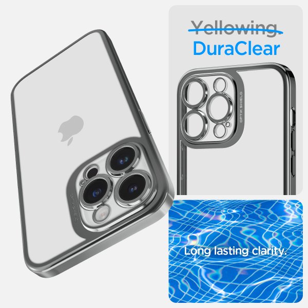 Spigen iPhone 14 Pro -suojakuori Optik Crystal Chrome Gray