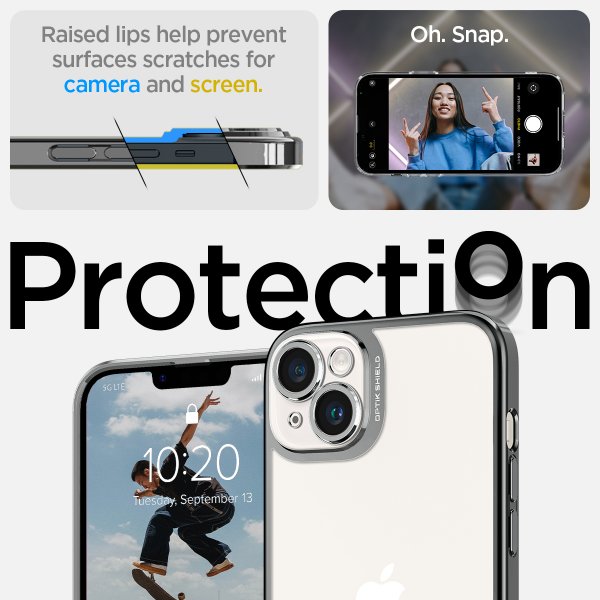 Spigen iPhone 14 -suojakuori Optik Crystal Chrome Gray