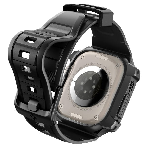 Spigen Apple Watch Ultra -suojakuori ja -ranneke, Rugged Armor Pro, musta