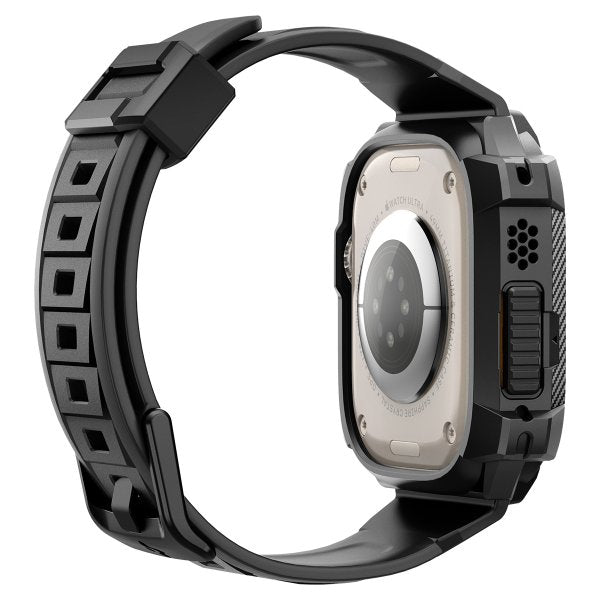Spigen Apple Watch Ultra -suojakuori ja -ranneke, Rugged Armor Pro, musta