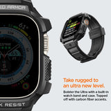 Spigen Apple Watch Ultra -suojakuori ja -ranneke, Rugged Armor Pro, musta