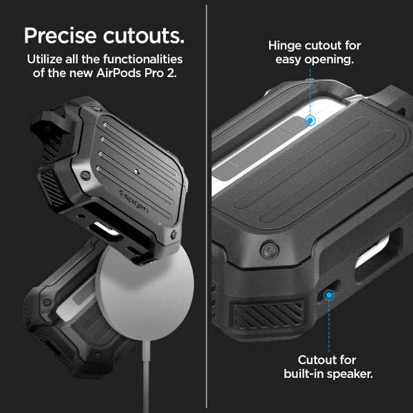 Spigen AirPods Pro 2 Tough Armor MagSafe -kuori, musta