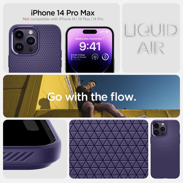 Spigen iPhone 14 Pro Max Suojakuori Liquid Air Deep Purple