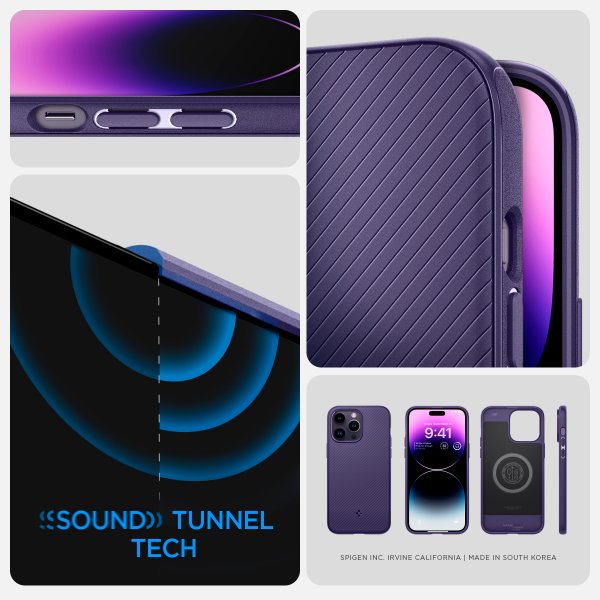 Spigen iPhone 14 Pro Max -kuori Mag Armor MagFit Deep Purple