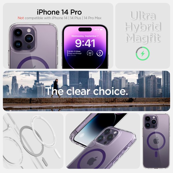 Spigen iPhone 14 Pro -suojakuori Ultra Hybrid MagFit Deep Purple