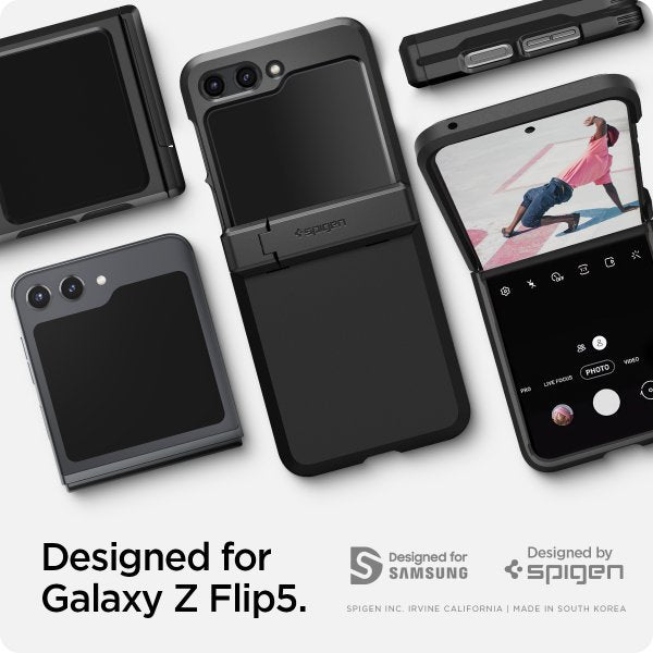 Spigen Samsung Galaxy Z Flip 5 Tough Armor Pro -suojakuori, musta