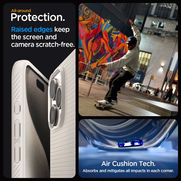 Spigen iPhone 15 Pro Max Kuori Liquid Air Natural Titanium