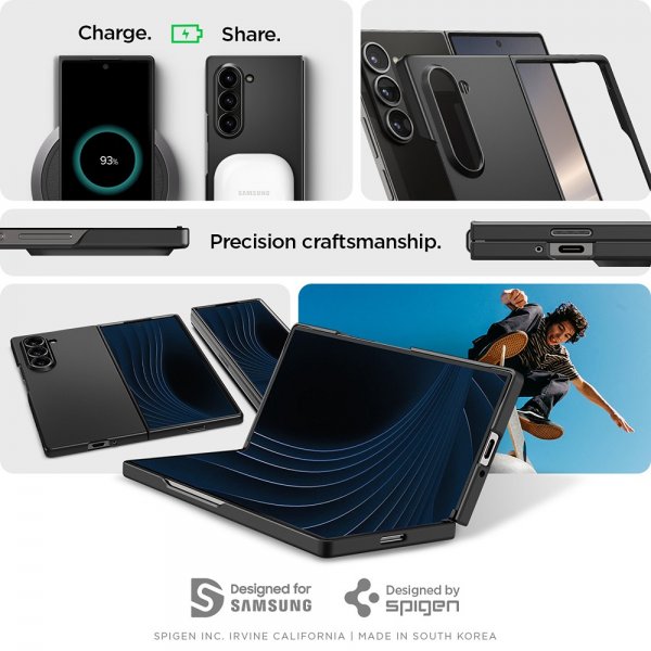 Spigen Samsung Galaxy Z Fold 6 -suojakuori, Air Skin, musta