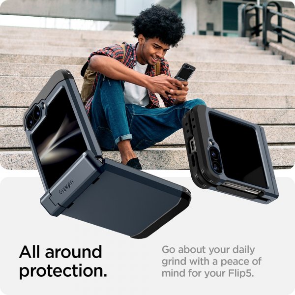 Spigen Samsung Galaxy Z Flip 6/Flip 7 FE Suojakuori Tough Armor Pro Metal Slate
