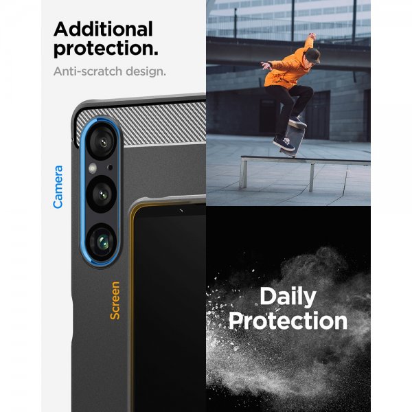 Spigen Sony Xperia 1 VI -kuori Rugged Armor Matte Black