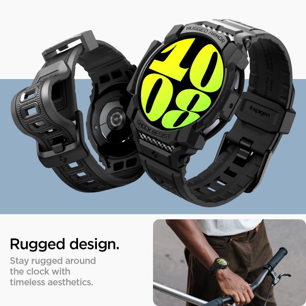 Spigen Samsung Galaxy Watch 7 40mm Ranneke ja Suojakuori Rugged Armor Pro Matte Black