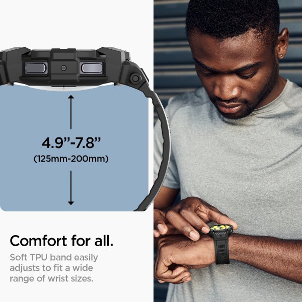 Spigen Samsung Galaxy Watch 7 40mm Ranneke ja Suojakuori Rugged Armor Pro Matte Black