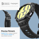 Spigen Samsung Galaxy Watch 7 44mm Ranneke ja Suojakuori Rugged Armor Pro Mattamusta