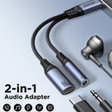 Joyroom Adapter 2-in-1-äänisovitin USB-C–3.5mm+USB-C