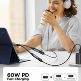 Joyroom Adapter 2-in-1-äänisovitin USB-C–kaksois-USB-C
