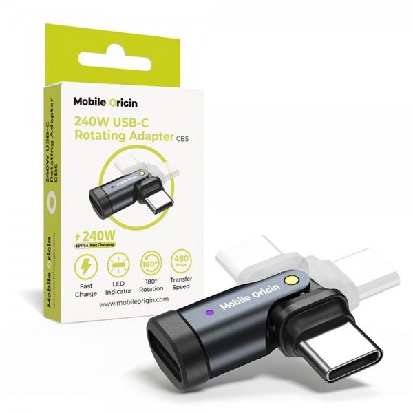 Mobile Origin Adapteri 240W USB-C Pyörivä