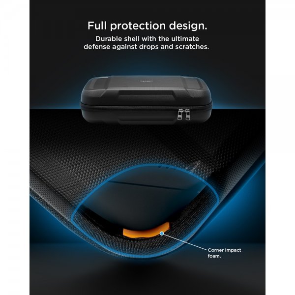 Spigen Steam Deck/Steam Deck OLED -kotelo Rugged Armor Pro Pouch, musta