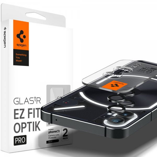 Spigen Nothing Phone (1) Kameran suojalasi GLAS.tR EZ Fit Optik Pro, 2-pakkaus, musta