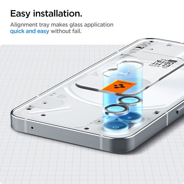 Spigen Nothing Phone (1) Kameran suojalasi GLAS.tR EZ Fit Optik Pro 2-pakkaus hopea