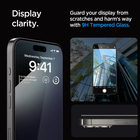 Spigen iPhone 15 Pro Max Näytönsuoja GLAS.tR EZ Fit FC Musta 2 kpl:n pakkaus
