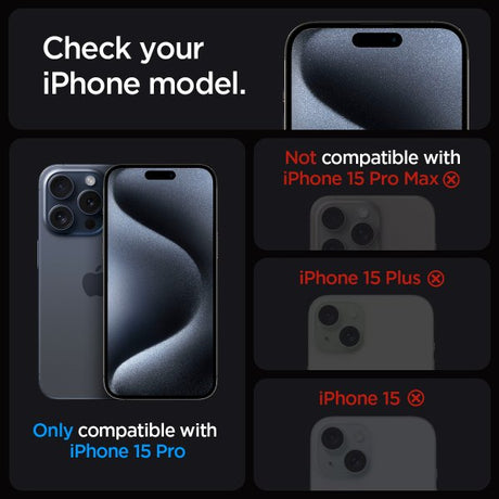 Spigen iPhone 15 Pro -näytönsuoja GLAS.tR EZ Fit FC Musta 2-pakkaus
