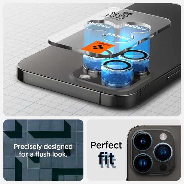 Spigen iPhone 14/15/16/17 Pro & Pro Max -kamerasuojalasi GLAS.tR EZ Fit Optik Pro 2-pakkaus, kristallinkirkas