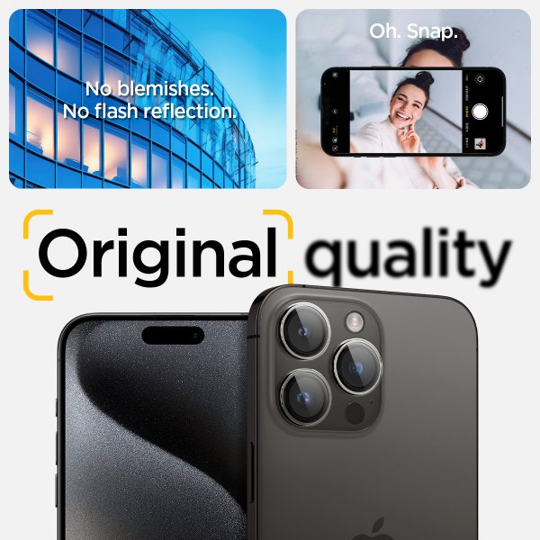 Spigen iPhone 14/15/16/17 Pro & Pro Max -kamerasuojalasi GLAS.tR EZ Fit Optik Pro 2-pakkaus, kristallinkirkas