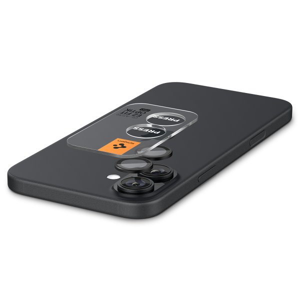Spigen iPhone 16/iPhone 16 Plus -kameransuoja GLAS.tR EZ Fit Optik Pro, 2 kpl, musta