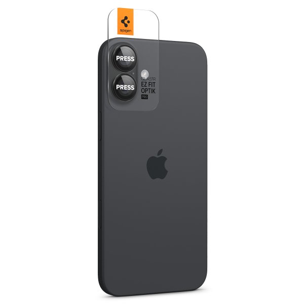 Spigen iPhone 16/iPhone 16 Plus -kameransuoja GLAS.tR EZ Fit Optik Pro, 2 kpl, musta