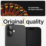 Spigen iPhone 16/iPhone 16 Plus -kameransuoja GLAS.tR EZ Fit Optik Pro, 2 kpl, musta