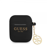 Guess AirPods 1/2 Kuoret Classic Logo 4G Charm Musta