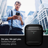 Spigen AirPods 1/2 -suojakuori, Rugged Armor, musta