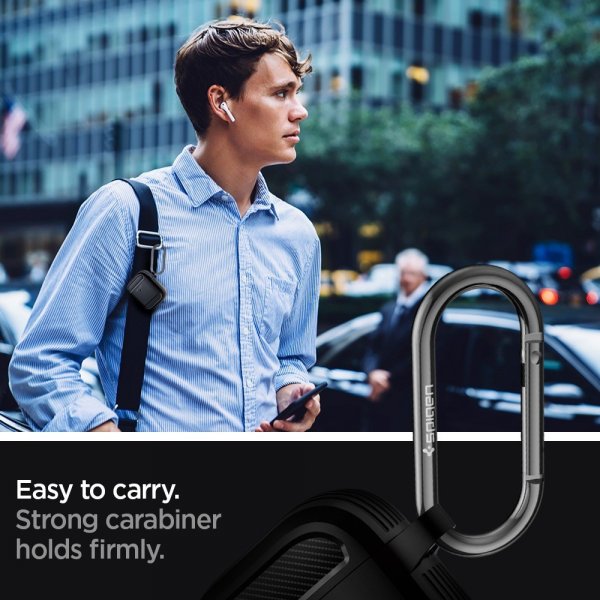 Spigen AirPods 1/2 -suojakuori, Rugged Armor, musta
