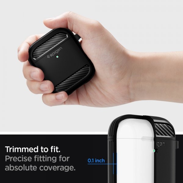 Spigen AirPods 1/2 -suojakuori, Rugged Armor, musta
