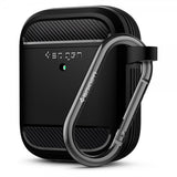 Spigen AirPods 1/2 -suojakuori, Rugged Armor, musta