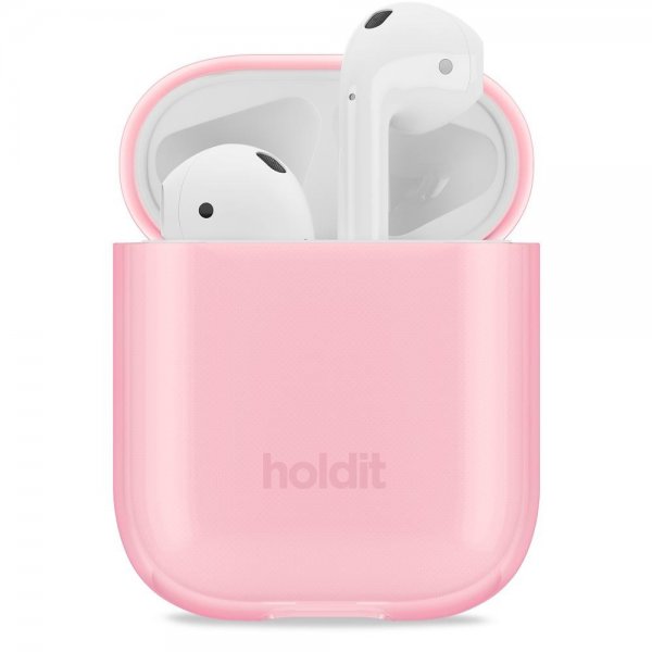 holdit AirPods 1/2 Kuoret Seethru Bright Pink