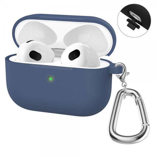 Enkay AirPods 3 -silikonisuoja karabiinihaalla, tummansininen