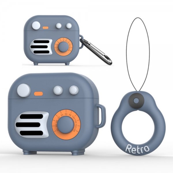 AirPods 3 Kuori Silikoni 3D Retro Radio Harmaa