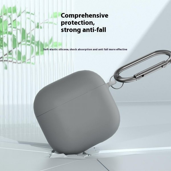 AirPods 4 Kuori Silikoni Karabiinihaka Vaaleansininen