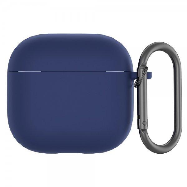 AirPods 4 Kuori Silikoni Karabiinihaka Tummansininen