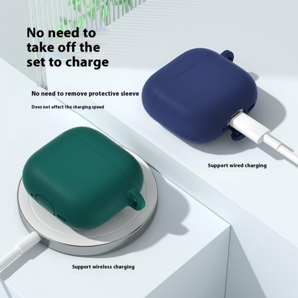 AirPods 4 Kuori Silikoni Karabiinihaka Valkoinen